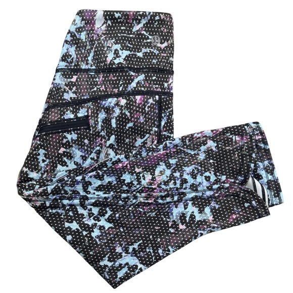 Lululemon‎ Run Top Speed Crop Full- On Luxtreme Floral Sport Leggings Size 4 - Picture 1 of 5